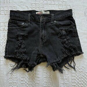 Levi's 510 Skinny distressed black jean shorts size 14 reg (girls) / W 27